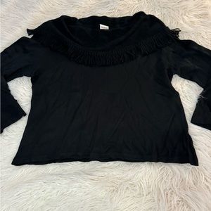 Dorby fringe wide neck sweater women’s size XL black long sleeve